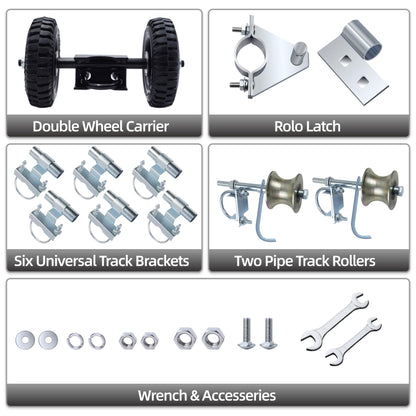 Jeogejin Rolling Gate Hardware Kit for Chain Link Gate Sliding Gate Hardware, Suitable for Sliding Gate Construction in Various Scenarios（Farm, Ranch, Yard）