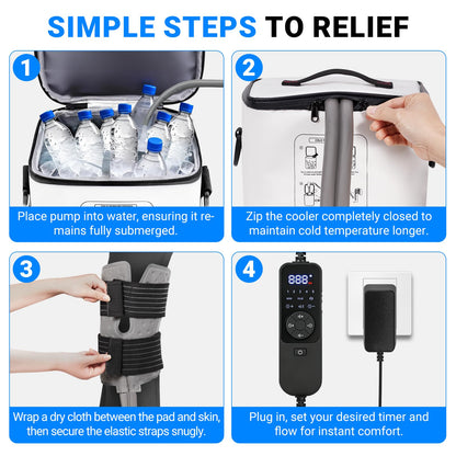 Ice Machine for Knee After Surgery - Programmable Timer Cold Therapy Machine, Portable, Quiet Pump, 12H Cooling, Knee Replacement Recovery System, Cryotherapy Pain Relief & Swelling, ACL Recovery