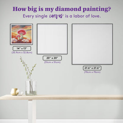 DIAMOND ART CLUB Peach Mushroom Twilight Diamond Painting Kit, Fun DIY Crafts for Adults, Round Diamond Art Canvas, 14" x 13" (35.9 cm x 32.8 cm)