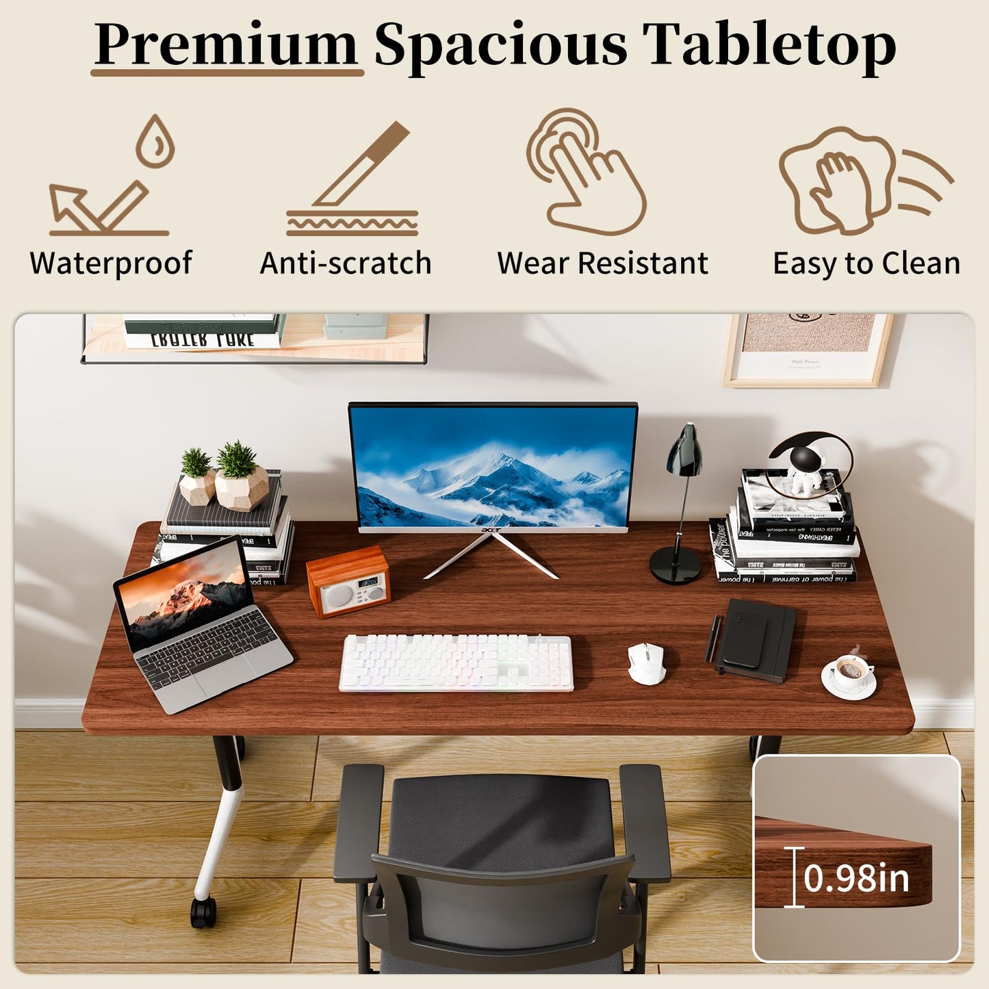 Modular Folding Conference Table with Wheels,8 Pack Mobile Conference Room Tables,Filp Top Rolling Meeting Training Tables for Office,Classroom,Library,Seminar,Boardroom,school(8pack,Walunt,71in)