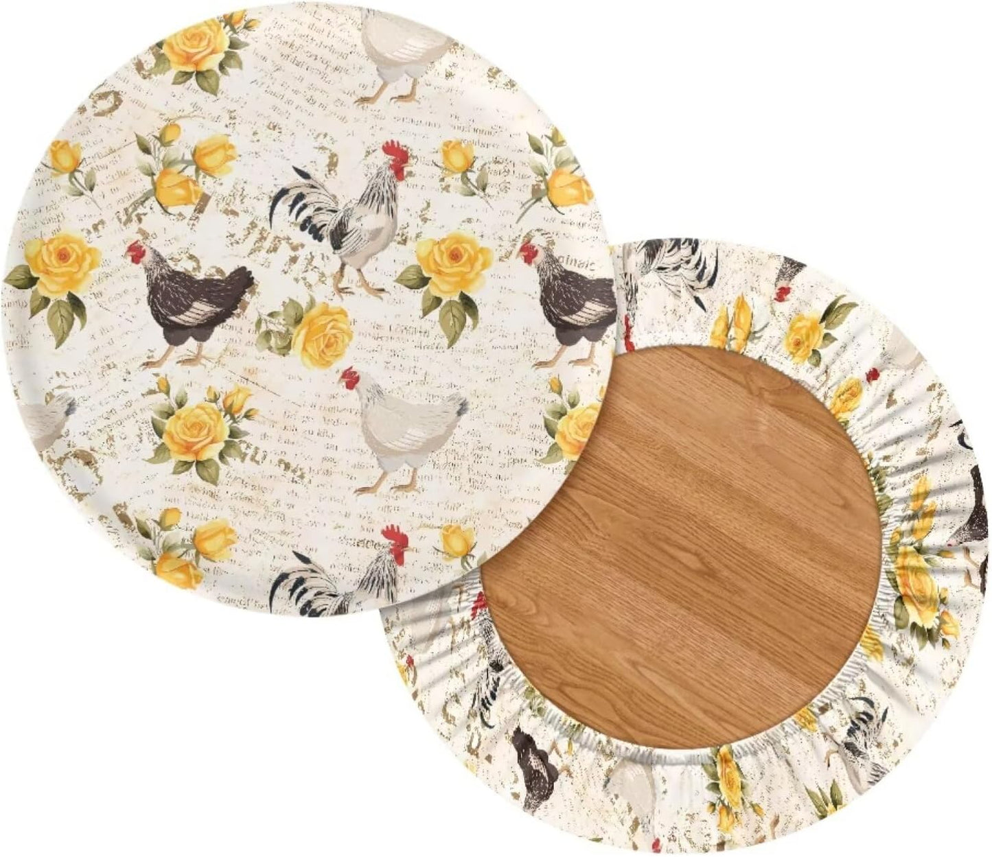 Set Boho Chicken Stool Seat Covers Round Stool Cushion Yellow Flower Slipcover Stool Cover Bar Chair Covers for Home