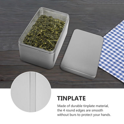 NUOBESTY Rectangular Tinplate Tea Leaf Storage Box 5.23X3.34X2.51In Mini Portable Metal Container with Lid for Home Organization Candies and Small Items