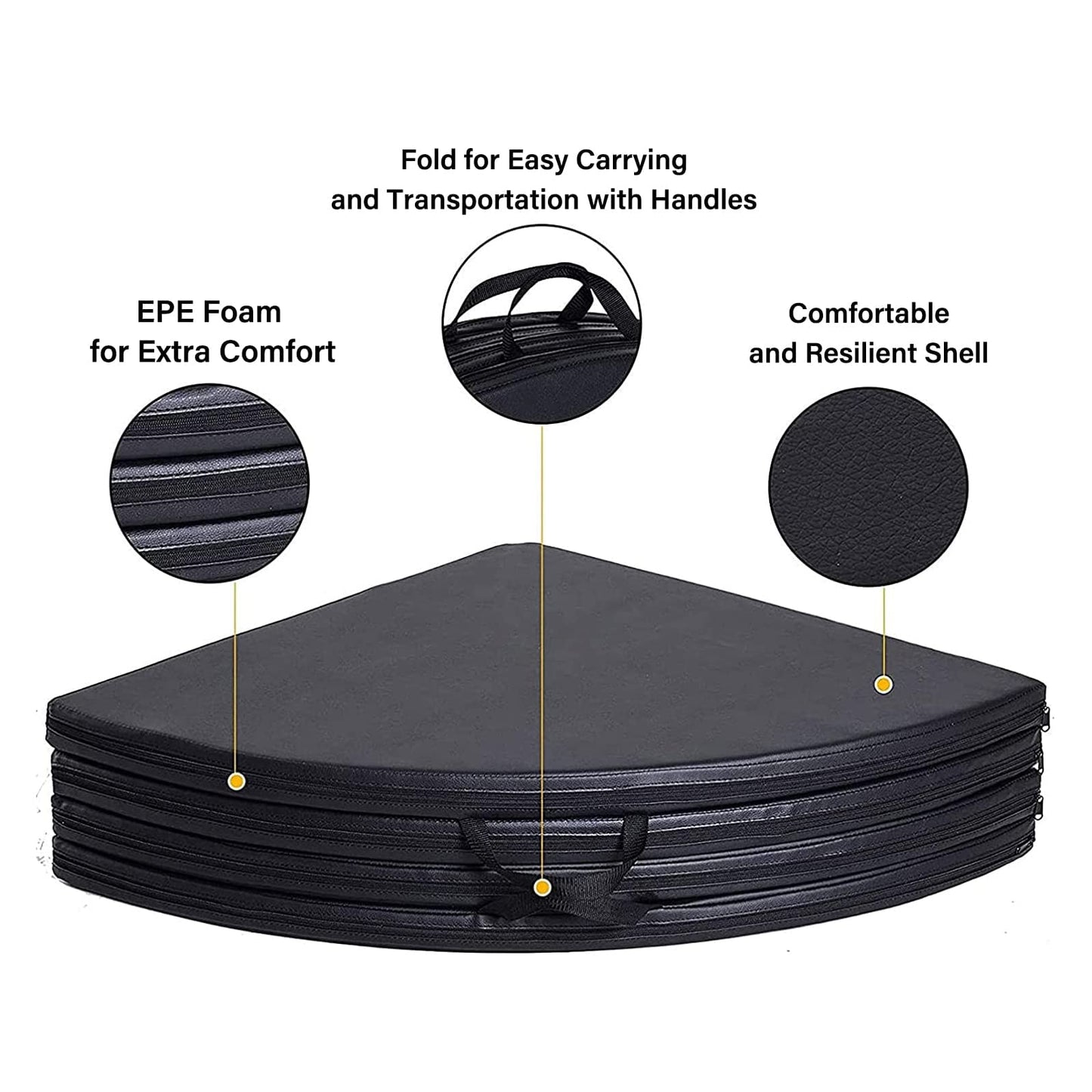Dxcaicc Pole Dance Mat Round Folding Portable Pole Dance Crash Mat for Beginner Fitness Gymnastic Stripper Pole Safety Padding,Black,Thickness 5cm