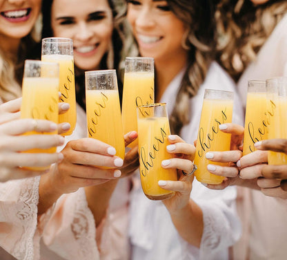 ModParty Cheers Flutes - Set of 12, Wedding Reception, Bachelorette Party, Shatterproof Plastic Cups