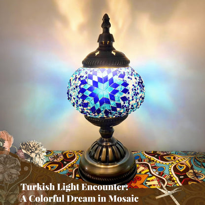 GYHPD DIY Turkish Mosaic Lamp Kit, Stained Glass Table Lamp Making Kit - Fun, Easy, No Experience Required, Complete Mosaic Art & Craft Project Kit for Adults & Teens, Make Your Own Table Lamp (Blue)