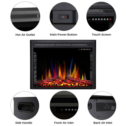 ELECTACTIC 36" Electric Fireplace Insert,Recessed Electric Stove Heater,Touch Screen,Remote Control,750W-1500W with Timer & Colorful Flame Option (36" X 27")