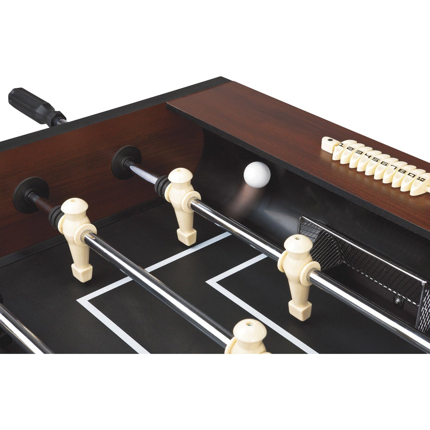 Fat Cat Tirade 4.5 Foot Foosball Table, Soccer Table Game for Adults with Abacus Scoring, Steel Rods, Mahogany Finish, Includes Foosball Balls