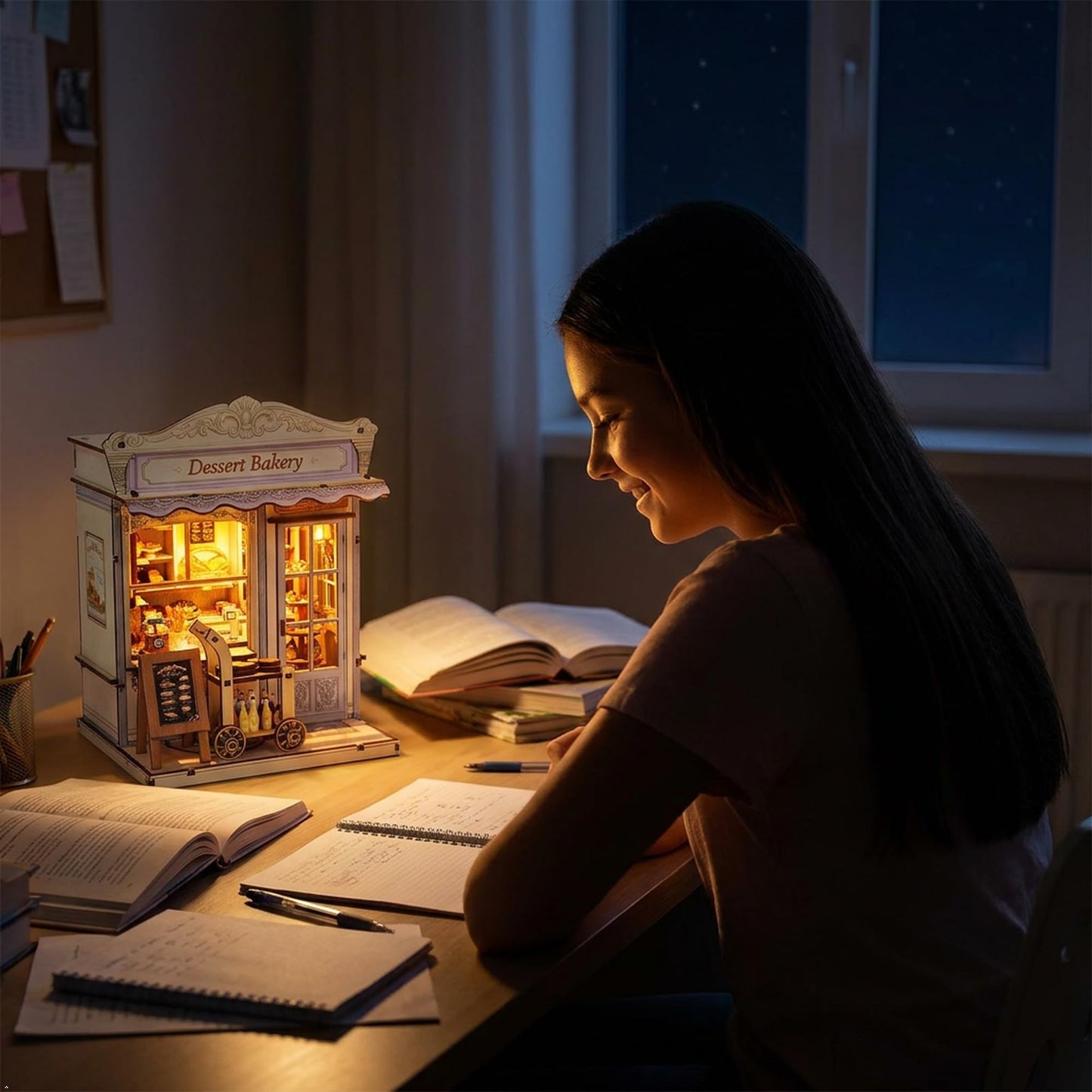 Book Nook Kit - DIY Miniature House Bakery Patisserie Dollhouse Kit for Adults and Teens, Booknook Tiny House Bakery Shop Bookshelf Decor 3D Wooden Puzzle, Gifts for Family, Friends (with Glue)