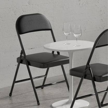 Nazhura 4 Pack Folding Chairs with Padded Vinyl Cushion Chairs with Comfortable Cushion and Durable Steel Frame for Home and Office, for Indoor and Outdoor Events (Black Vinyl Padding 16 Pack)