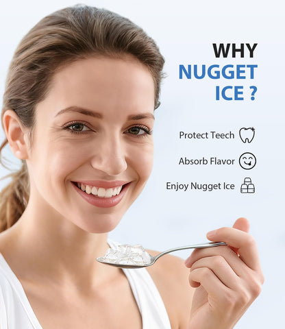 SenCre Nugget Ice Maker 40lbs/Day, Countertop Ice Maker Soft Chewable Ice, Ice Makers One-Click & Self-Cleaning, Crushed Pellet Ice Machine with Scoop&Basket for Home/Kitchen/Office, Stainless Silver