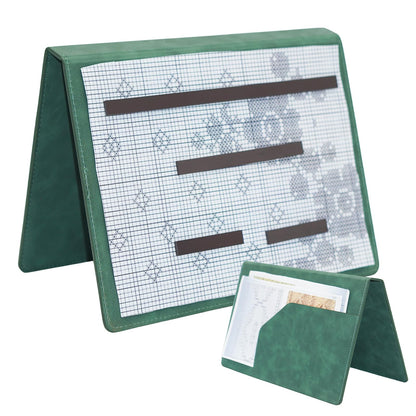 Cowenhey Knitting Pattern Holder with Pocket, Knitting Chart Holder with 4 Replacement Magnets, Holder Foldable Knitting Chart Keeper for Fixed Crochet Pattern on Knitting Pattern (Green)