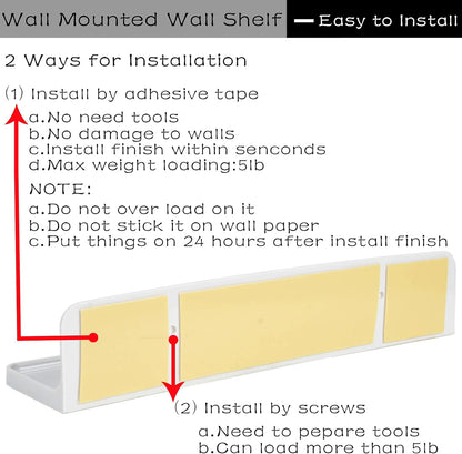 Wall Mounted Small Floating Shelf Stick On Shelves for Bedroom, Kitchen, Bathroom - Display Speakers, Photo Frame,