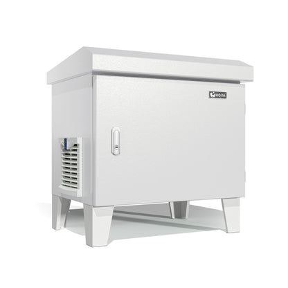 HQUA Pond Aerator Pump Cover Cabinet, Weatherproof Outdoor Protection System with Cooling Fan, Pre-Wired Outlet & 10 ft Power Cord, Galvanized Steel Enclosure 19”W × 14”D × 18.5”H