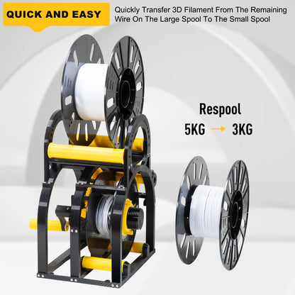 3D Industrial Filament Respooler Machine, 3D Printer Winder Machine for 20cm Spools, Wrap Neatly Without Tangling，Universal Wire/Welding Filament Spooler Winder with Smart Tension Control