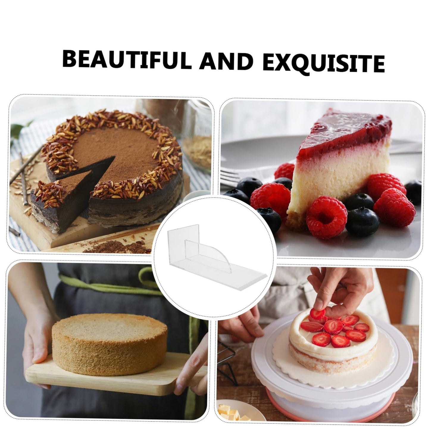 Hoement 1Pc Acrylic Cake Scraper Smoother Baking Tool and Reusable for Cake Cream Fondant and Dough Decoration and Easy to Clean Transparent Design