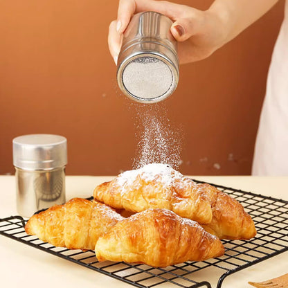4 in1 Flour Sifter Stainless Steel, 5 Cup Flour Sifter for Baking, Sifter for Baking with Powdered Sugar Duster Set, Flour Shaker Duster for Baking Cakes, Pies, Pastries, Desserts and Cupcakes