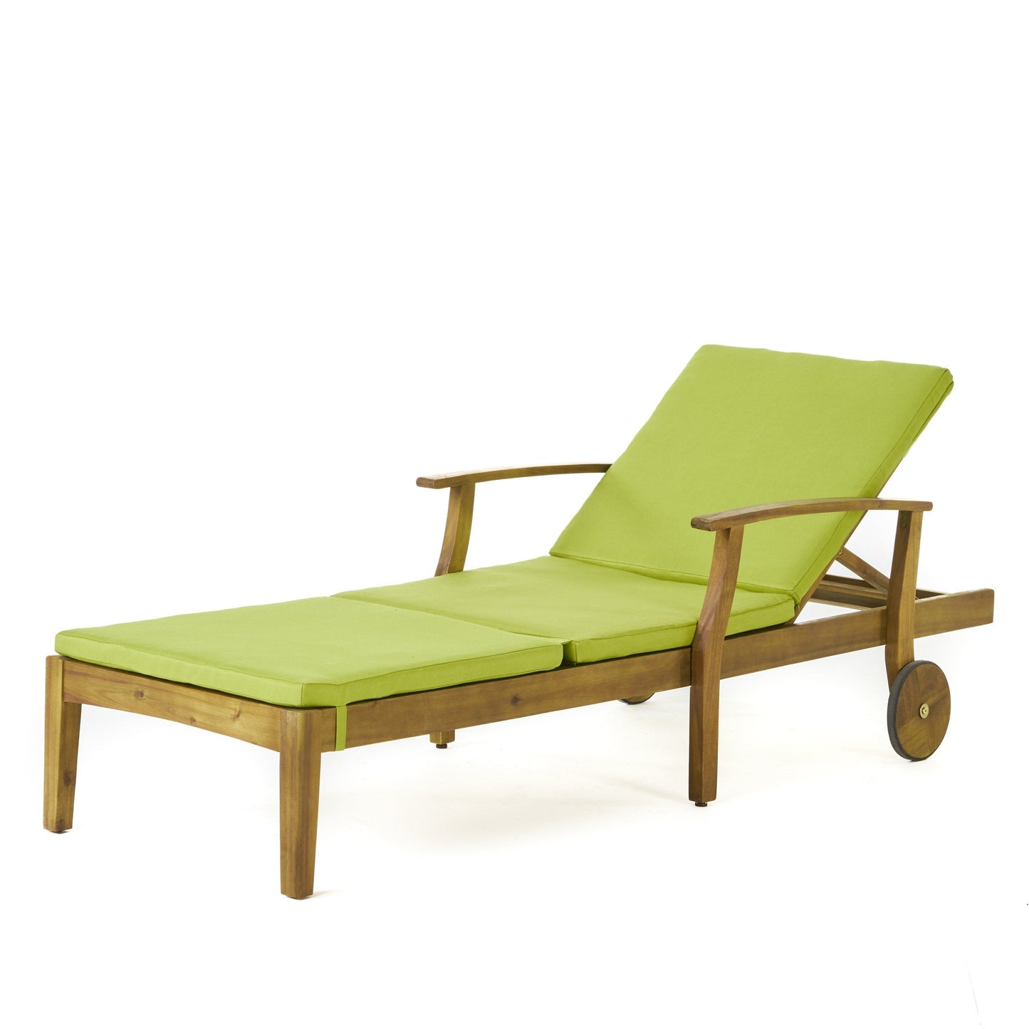 Christopher Knight Home Perla Outdoor Chaise Lounge with Water Resistant Cushion, Teak Finish / Green
