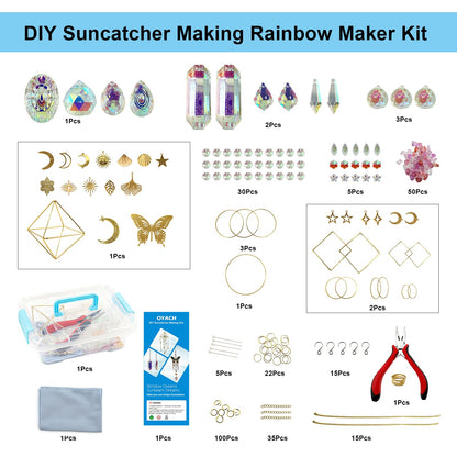 DIY Crystal Suncatcher Kit with Wind Chime/2pcs Large Prism,Dream Catchers Arts and Crafts Kits for Adults Hobbies,Sun Catchers Beads with Butterfly for Indoor Window Hanging Outdoor Decor Gifts