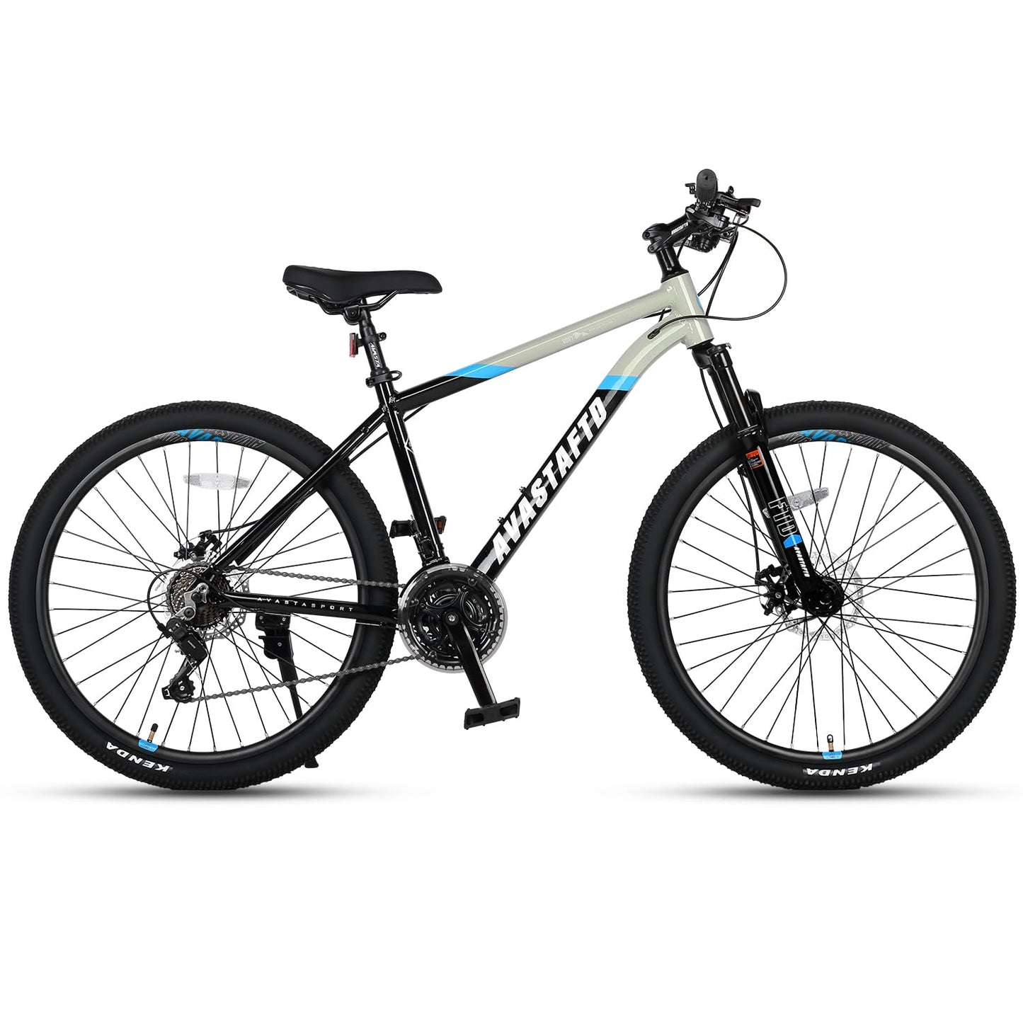 AVASTA 27.5-inch Mountain Bike for Man Male and Woman Female Adult with Lightweight Aluminum Alloy Frame and Dual Disc Brakes,Front Suspension,21-Speed Gear Shifters,Hidden Brake Cables,Grey