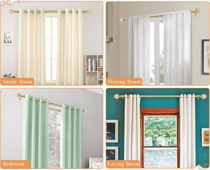 HOTOZON Heavy Duty Curtain Rod Gold, 32 to 58 Inch Decorative Single Drapery Rod with Exquisite Twisted Finials