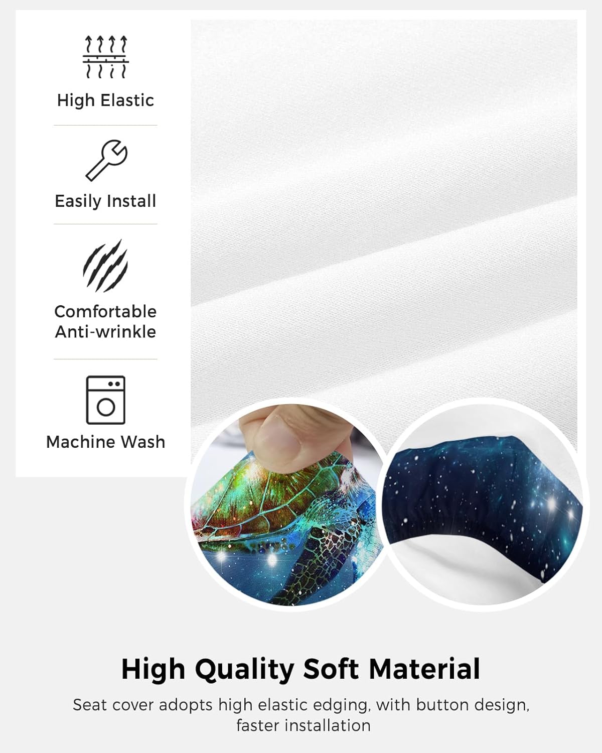 Sea Turtle Office Chair Cover, Stretch Rotating Computer Chair Seat Back Covers, Navy Blue Ombre Desk Chair Slipcovers