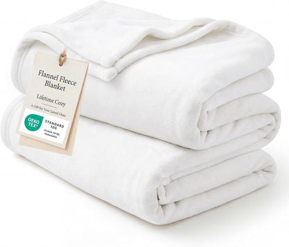 Bedsure GentleSoft Fleece Blanket - Cozy, Cute Throw for Kids | 43x55 Inches, White