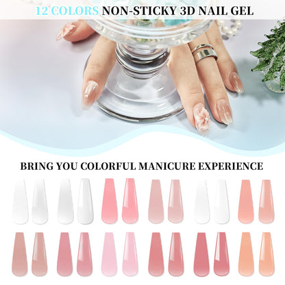 JEWHITENY Poly Extension Gel Nail Kit 14 PCS Poly Gel Kit with Slip Solution and Mini Lamp Nail Art Design Beginner