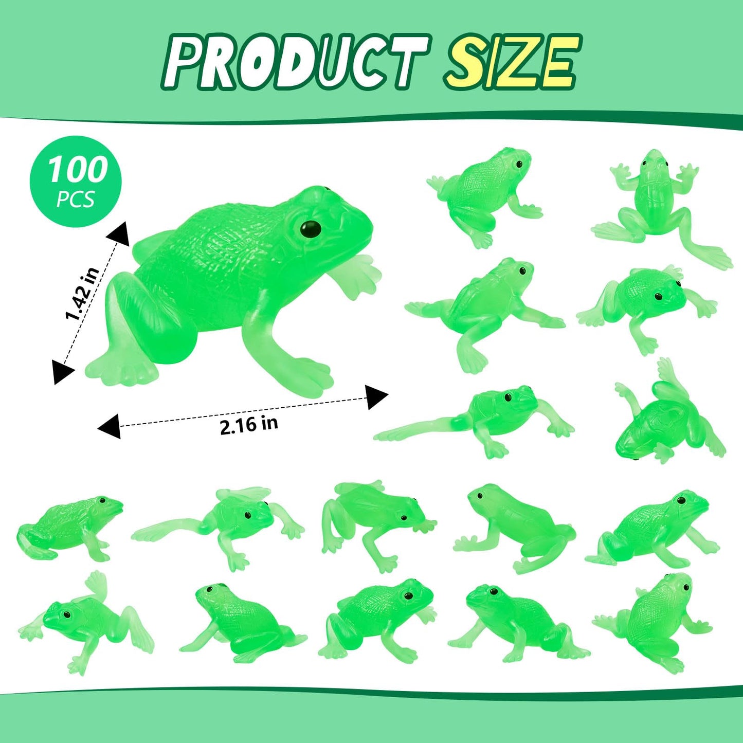 Lewtemi 100 Pcs Mini Fake Frog Toys Decorations Rubber Realistic Soft Decors Food Models for Frog Toy Party Supplies, Crafting Favor, Pendants, Early Education Classroom Prize Photo Props