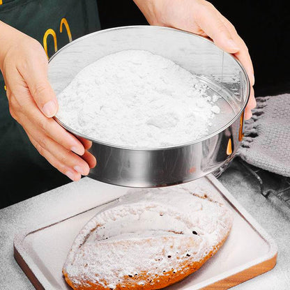 SWZHAI Flour Sifter for Baking 2 Pack, Round Flour Sifter Stainless Steel 6 Inch 60 Mesh and 8 Inch 40 Mesh Sieve Fine Meshs Flours Sieve Set for Baking Cake Bread Pastries