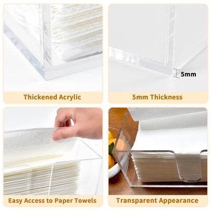 4 Pack Acrylic Paper Towel Holder, Countertop Napkin Dispenser for C-Fold, Multi-Fold & Trifold Paper Towels, 5mm Transparent Acrylic for Kitchen, Bathroom & Restaurant (4)