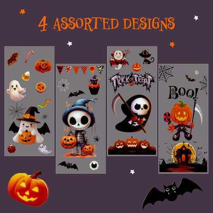 Confettiville Halloween Treat Bags, 200-Pack Cellophane Candy Goody Bags for Party Favors, Twists Included, 10.6 x 4.9 Inches, Creepy Cuties Collection