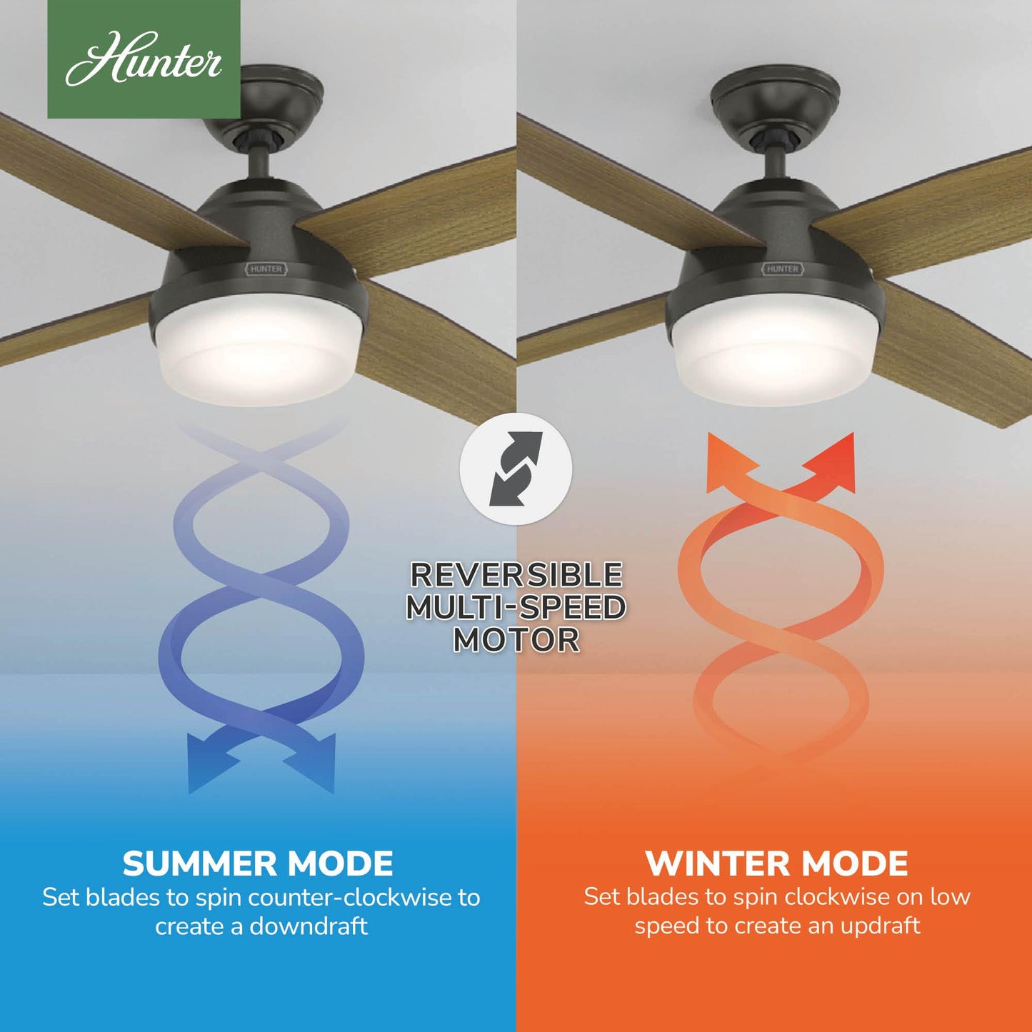 Hunter 52 inch Indoor Ceiling Fan with LED Light and Remote Control - Bronze Modern Ceiling Fan, Standard Mount, 4 Blades, For Bedroom, Living Room, or Kitchen, Quiet - Dempsey 59446, Noble Bronze