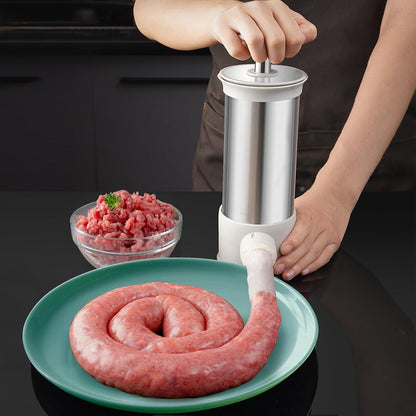 2.2-Pound 4 Nozzles Manual Sausage Stuffers, Household Vertical Sausage Makers with Stuffing for Homemade Sausage
