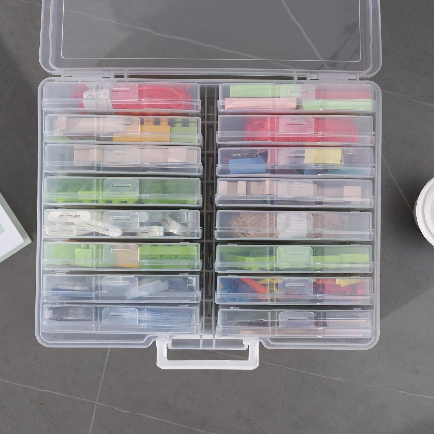 novelinks Transparent 4" x 6" Photo Cases and Clear Craft Keeper with Handle, 16 Inner Photo Organizers & Photo Storage Box, Plastic Photo Storage Containers (Clear)