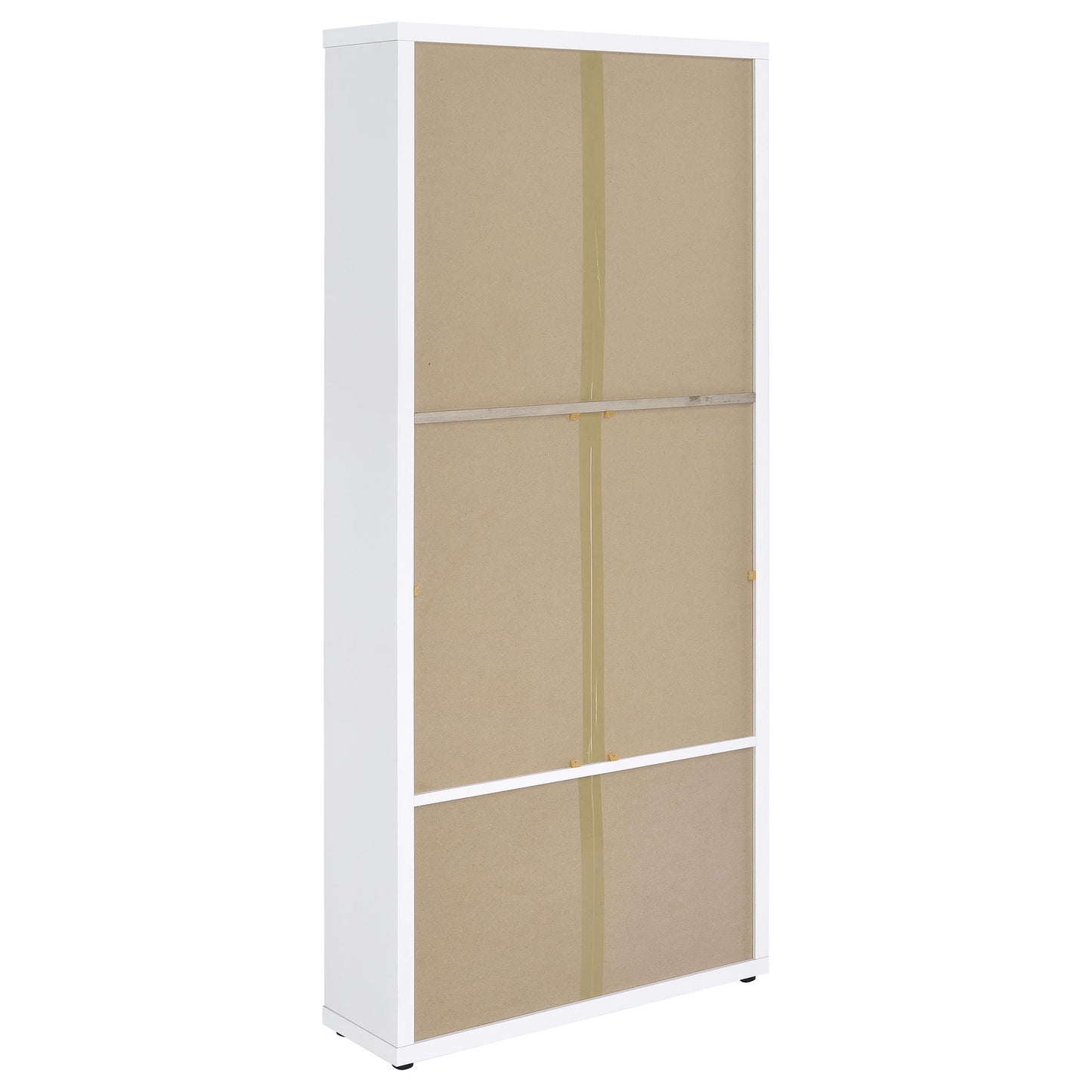 Coaster Home Furnishings - Hawthorne - 4-Shelf Tall Wood Accent Cabinet with Glass Doors, Drawers - Farmhouse Style - Living Room, Entryway & Home Kitchen - White - 953477