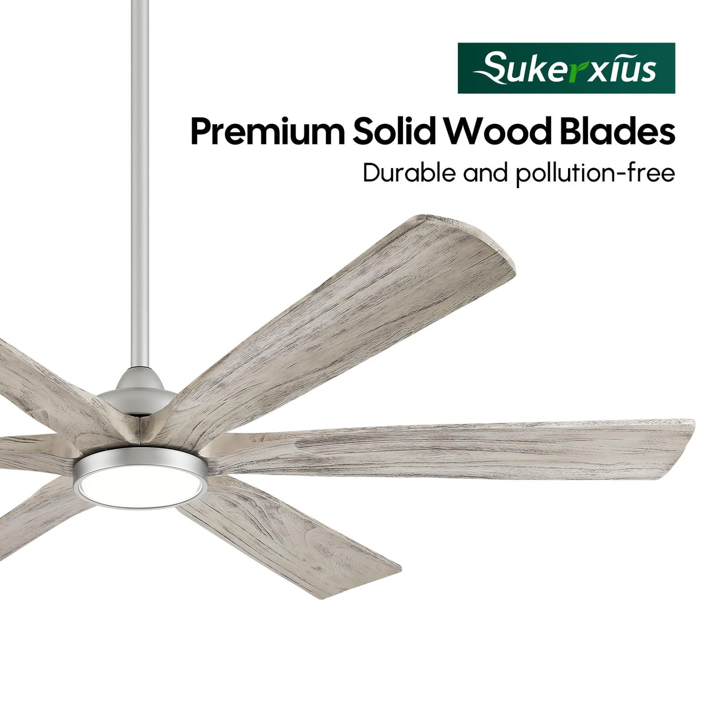60 Inch Farmhouse Rustic Ceiling Fan with Light, Modern Smart Alexa/APP /Remote Control, Outdoor Fans for Patio Damp Rated, 6 Solid Wood Blades, High CFM Quiet DC Motor for Indoor Living Room Bedroom