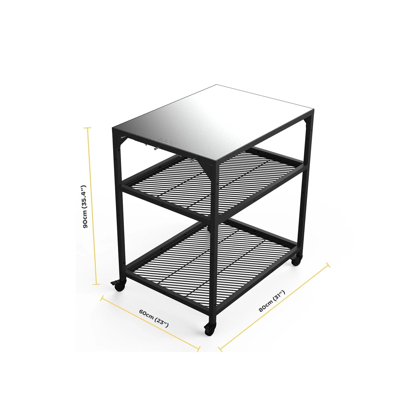 ooni Medium Modular Outdoor Table - 31x22x35 Inch Stainless Steel Pizza Oven Stand, Barbecue Cart, Outdoor Pizza Station