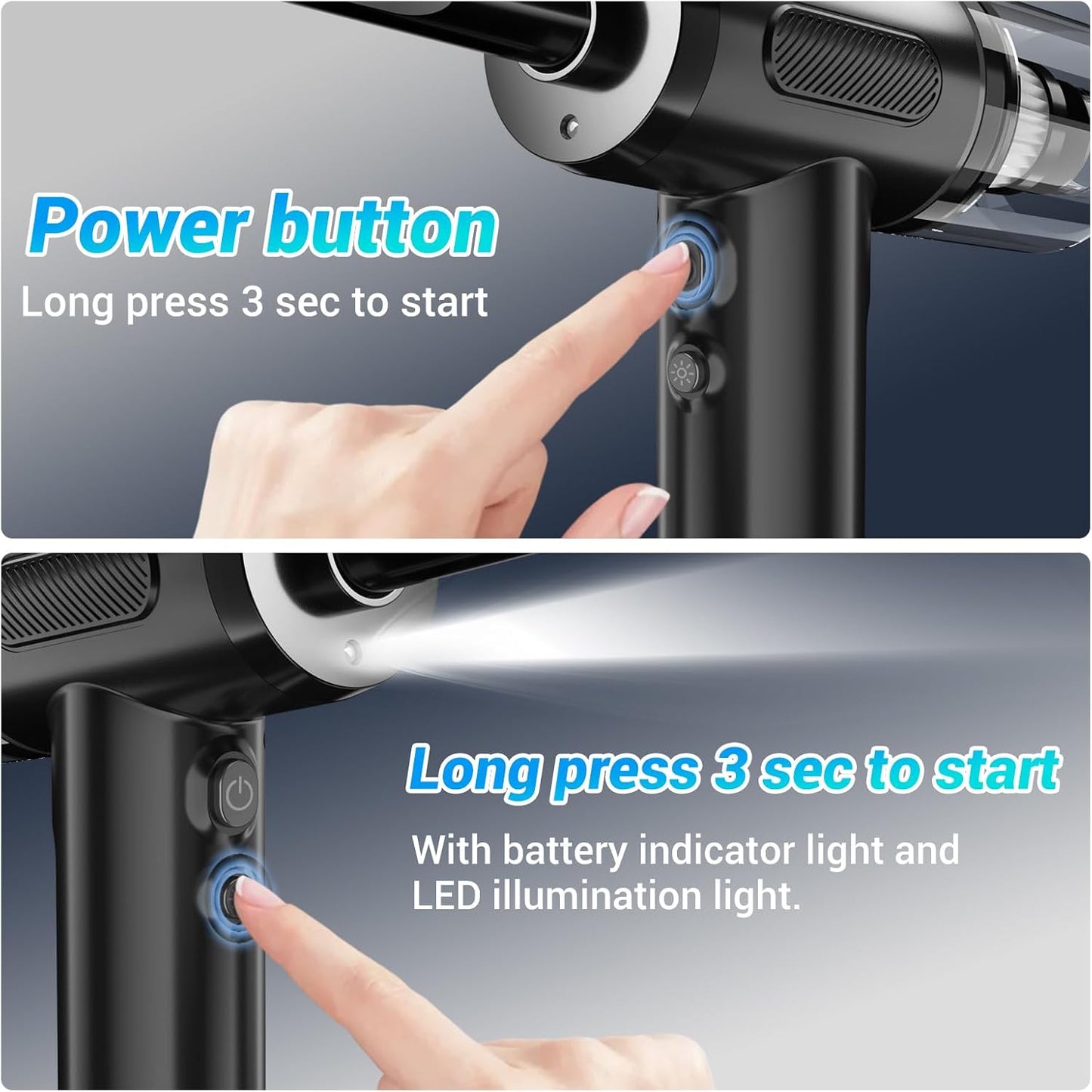 Cordless Handheld Car Vacuum, 12000Pa Strong Suction Mini Vacuum, 3-in-1 Design with LED Light for Multi-Scenario Use