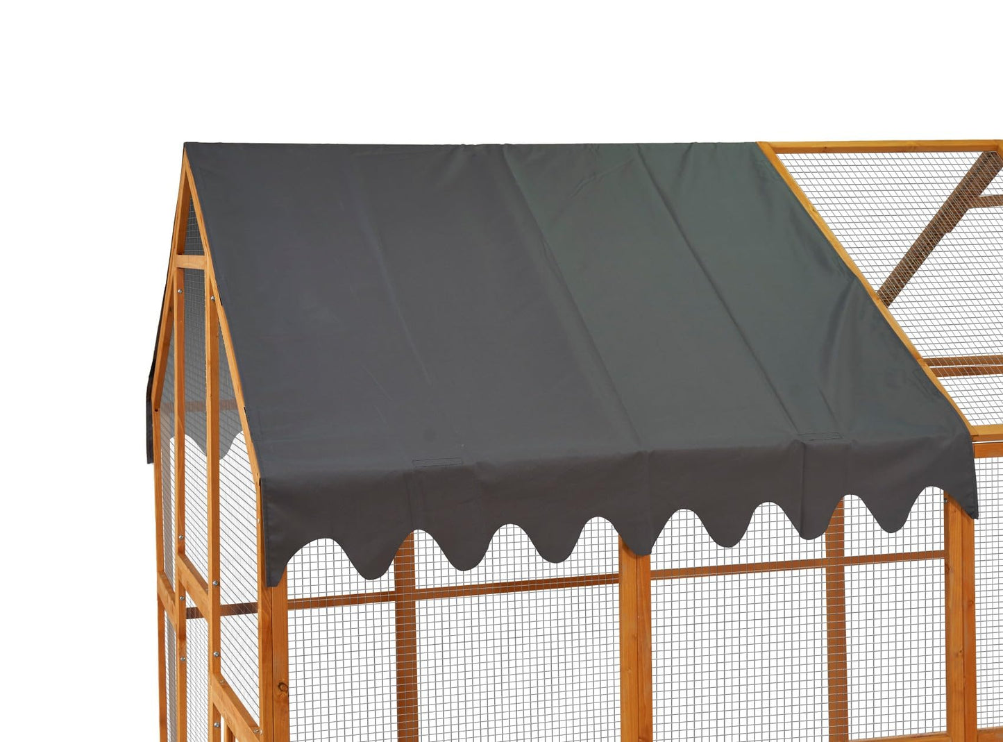 KEIKI 110" L Outdoor Large Chicken Coop with Waterproof Cover, Wire Mesh & 2 Lift Small Doors with Locks, Wood Chicken Coop House with Run for Cat Kitten Playpen, Duck, Rabbit, Quail