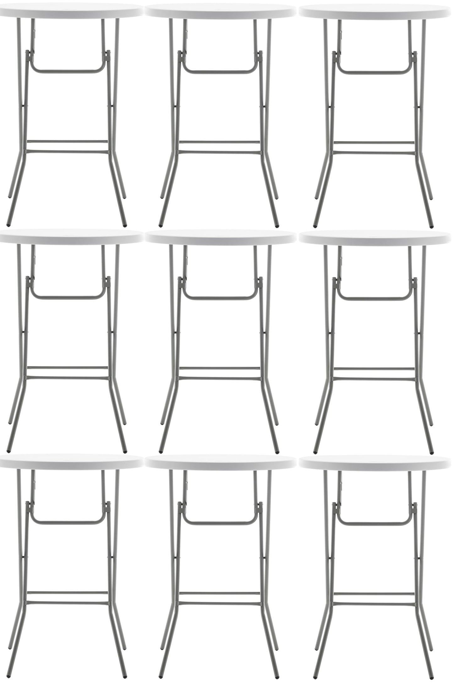 BTEXPERT White 32" Round 43" Bar Height Granite Folding Commercial Portable Banquet Card Plastic Coffee Dining Table for Wedding Party Coffee Event Home Kitchen Indoor Outdoor Set of 10