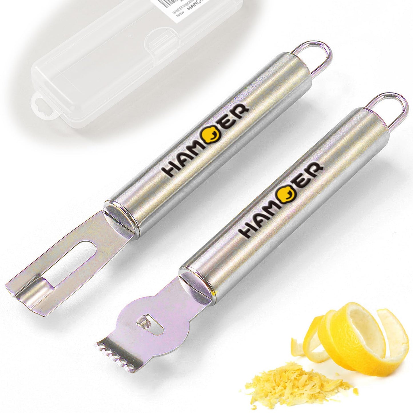 HAMOER Lemon Zester Grater Channel Knife Handheld for Bar Kitchen full Stainless Steel tool set