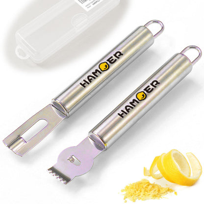 HAMOER Lemon Zester Grater Channel Knife Handheld for Bar Kitchen full Stainless Steel tool set