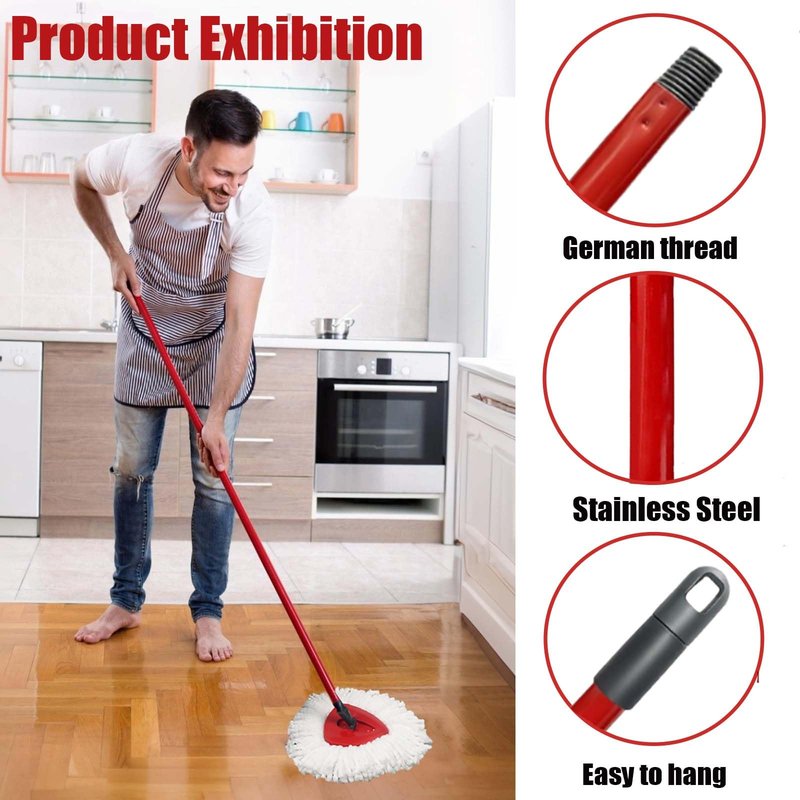 Mop Handle for Ocedar, Spin Mop Handle for O Cedar 4-Section 28.5-to-55inch Mop Replacement Stick Compatible with Ocedar Easy Wring Mop Refills Germany Screw Joint