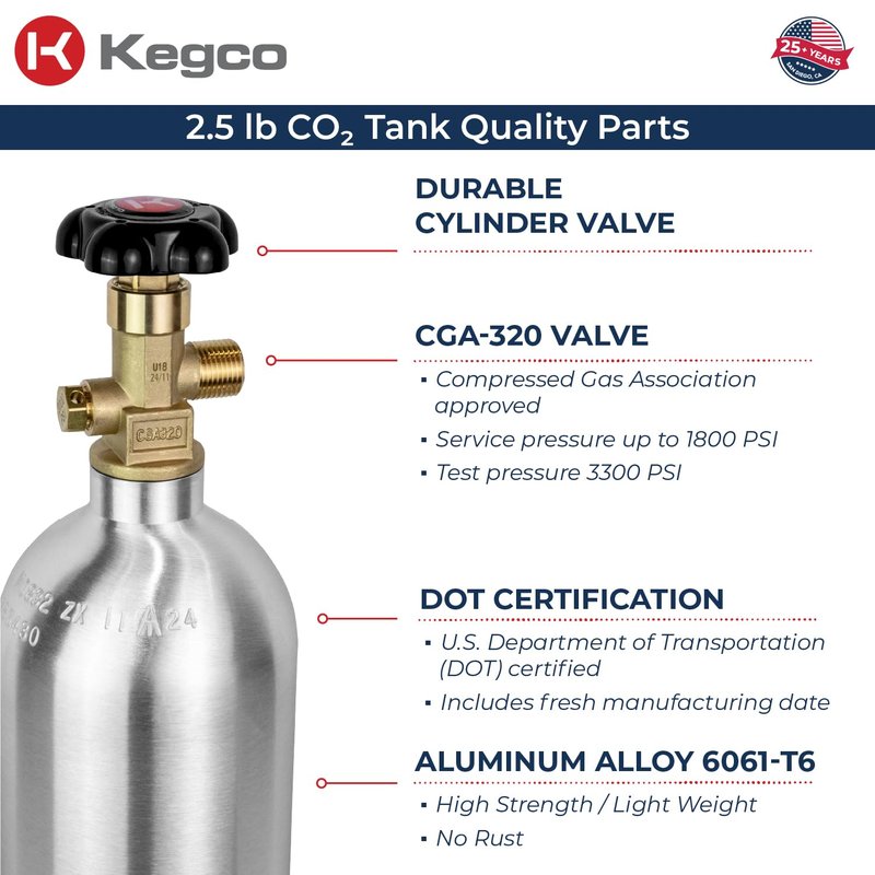 Kegco 2.5 lb. Aluminum Tank Co2 Cylinder