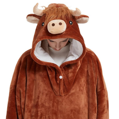 NAFLEAP Blanket Hoodie Women Wearable Blanket Adult Oversized Fleece Sherpa Christmas Sweatshirt Gift for Women, Brown cow adult
