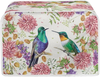 Hummingbird Floral Toaster Cover, Water-Resistant Kitchen Appliance Dust Protection for Most Standard 2 Slice Bread