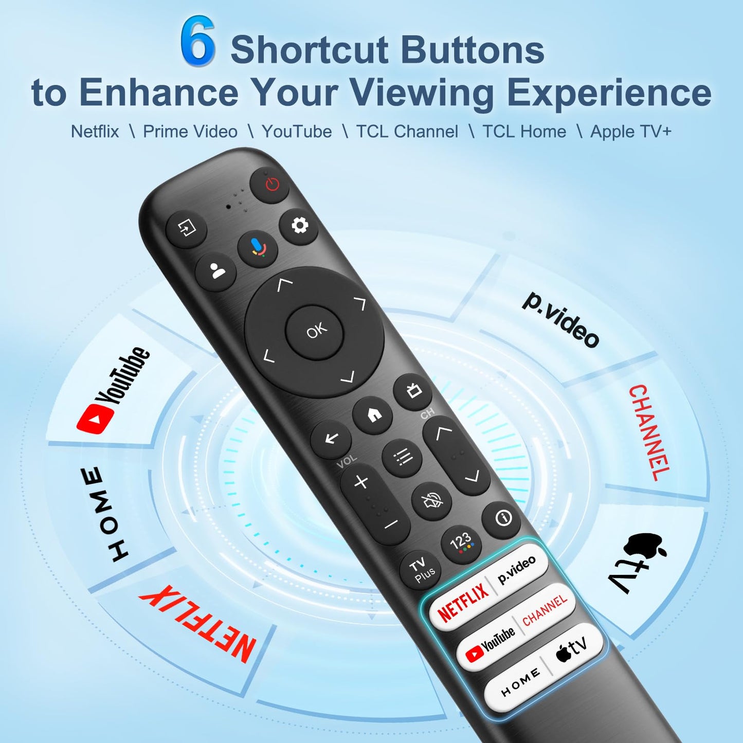 Voice Remote Only for TCL-Google-TV-Remote-Control Replacement,RC813 Remote Compatible with TCL 4k QLED/UHD/QD-Mini LED Series Smart TVs(Not for Fi & Roku TVs)