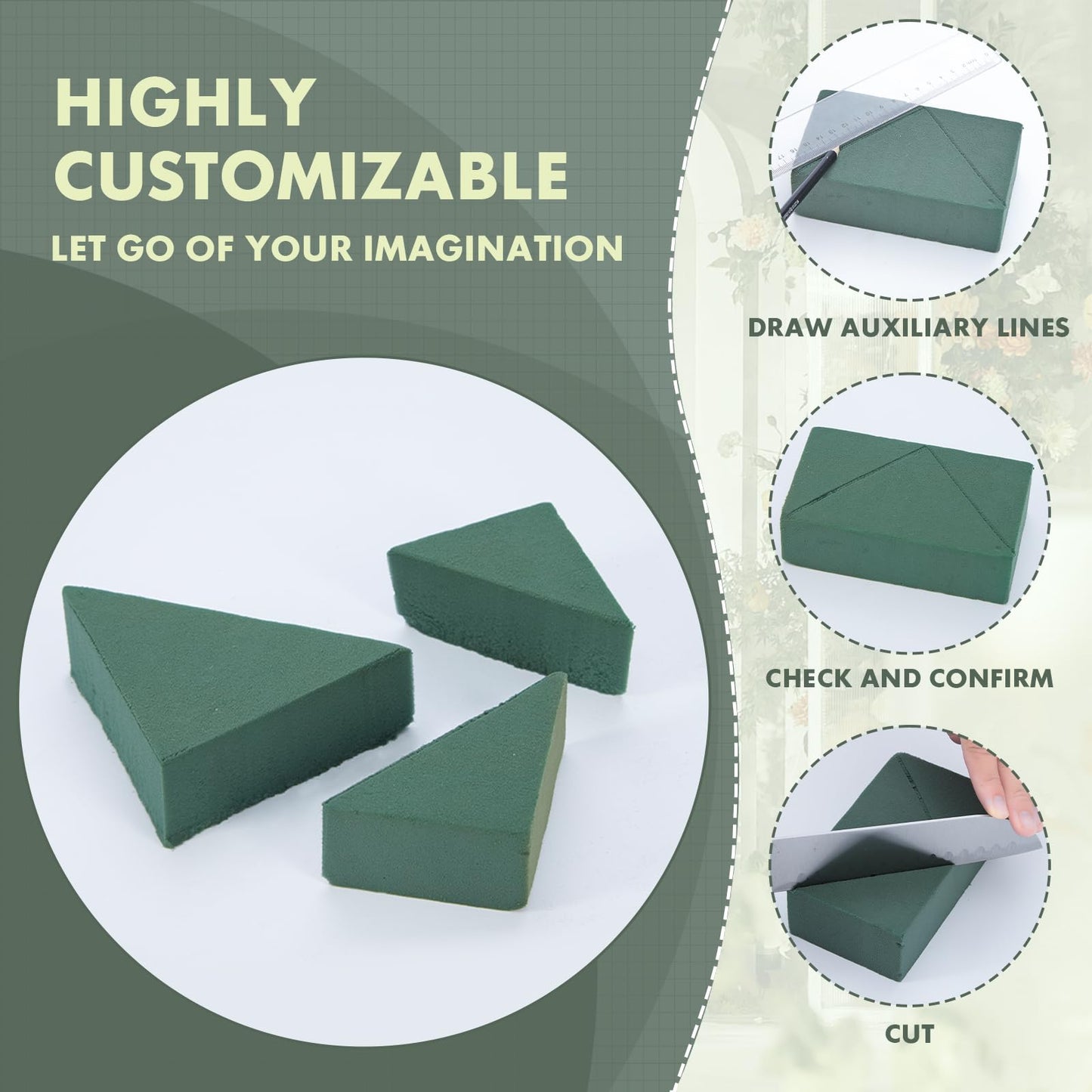 GNRZZT 30 PCS Floral Foam Blocks, 5.5"L x 3.1"W x 1.7"H Green Dry & Wet Flower Foam for Fresh and Artificial Flowers, Plant Foam for Wedding, Birthdays, Pary, Home Decorations
