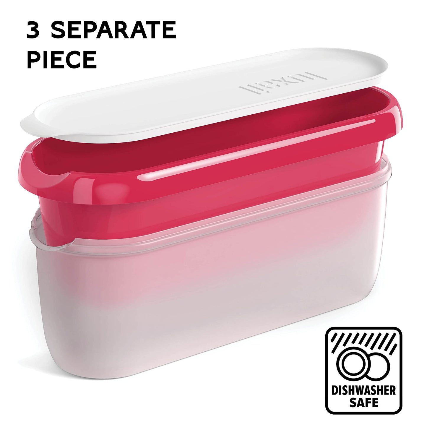 Ice Cream containers for homemade ice cream, Reusable Storage Freezer ice cream Container With Lids,2 Pack, BPA FREE, Dishwasher Safe Tub. Double Insulated, 1.5 Quart, Red and Burgundy , Non Slip