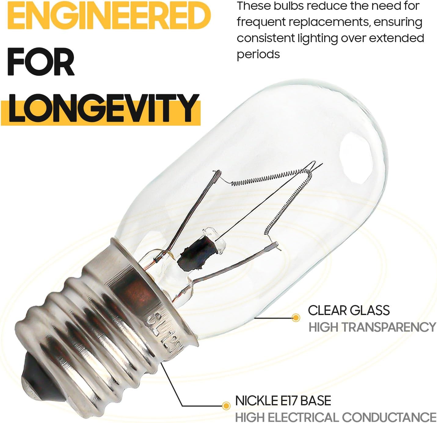 Seentech Microwave Oven Bulbs - Model 8206232A | 125V 40W E17 Base, Compatible with Part Numbers 1890433, 3 Pack